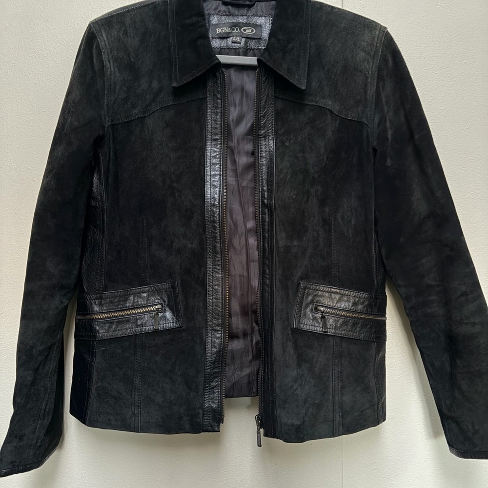 Black Suede Jacket with Leather
